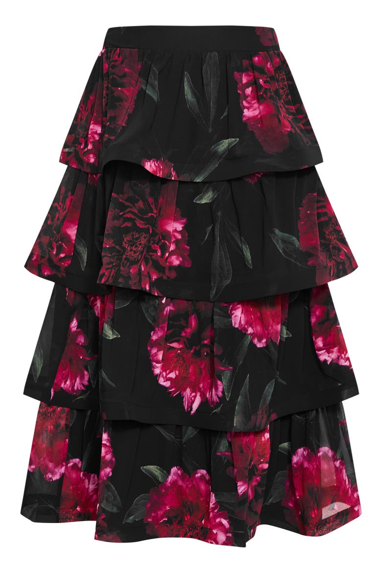 Bianka Floral Print Ruffle Skirt, Alternate, color, LUSH BLOOM