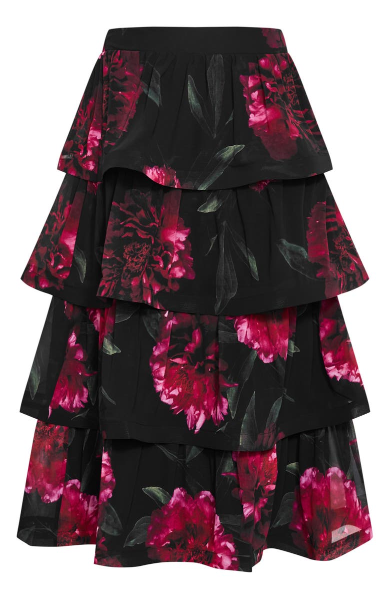 City Chic Bianka Floral Print Ruffle Skirt, Alternate, color, Lush Bloom