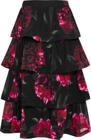 City Chic Bianka Floral Print Ruffle Skirt