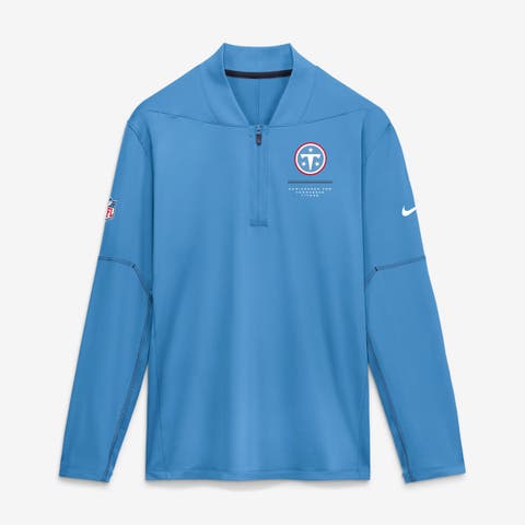 Men's Nike Light Blue Tennessee Titans Sideline Logo Glory Midweight Dri-FIT Half-Zip Pullover