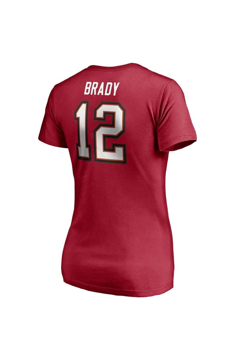 FANATICS Women's Fanatics Branded Tom Brady Red Tampa Bay Buccaneers Player Icon Name & Number V-Neck T-Shirt, Alternate, color, 