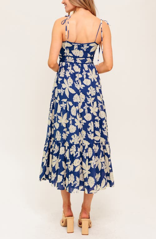 Flying Tomato Floral Tie Strap Tiered Cotton Midi Sundress