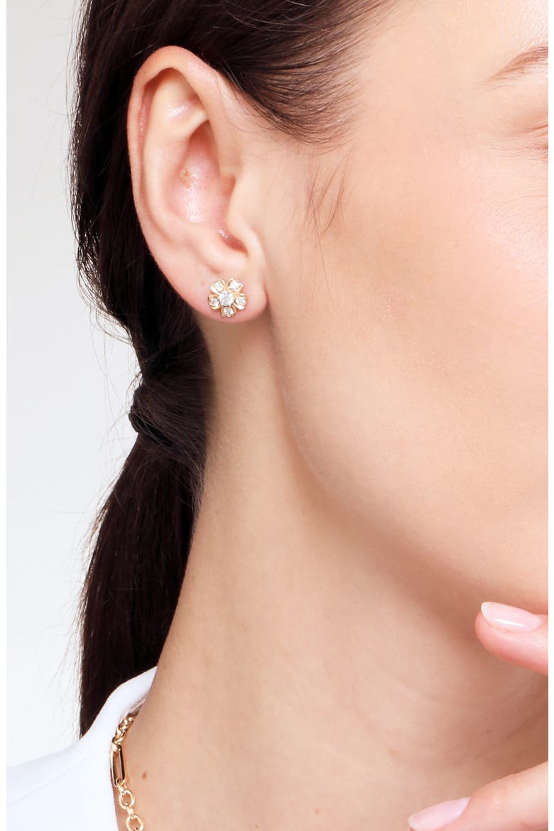 Diamond Flower Studs, Alternate, color, Diamond