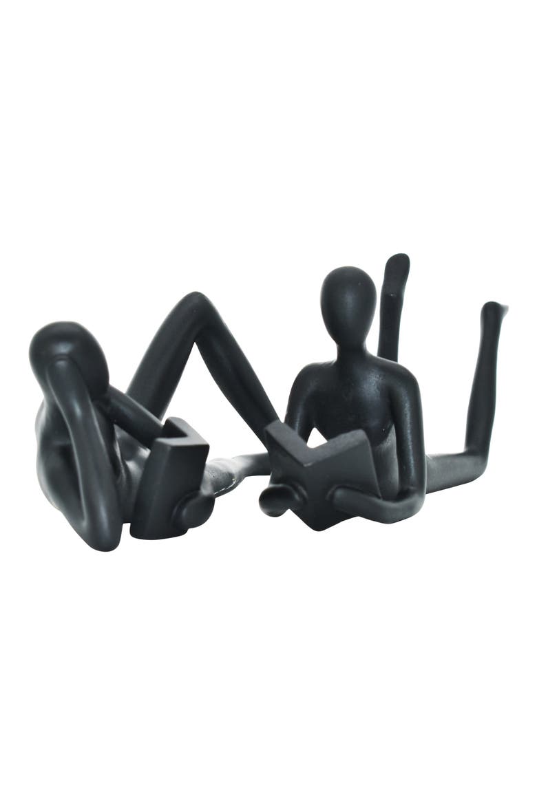 Man & Women Readers Set of 2 Sculpture, Main, color, BLACK