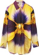 Desigual Pensee Lacroix Pansy Print Cotton & Lyocell Button-Up Shirt