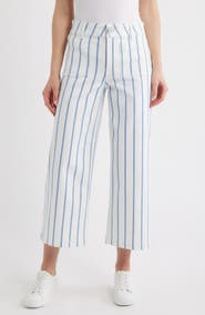 CITY BLUES Stripe Crop Wide Leg Pants
