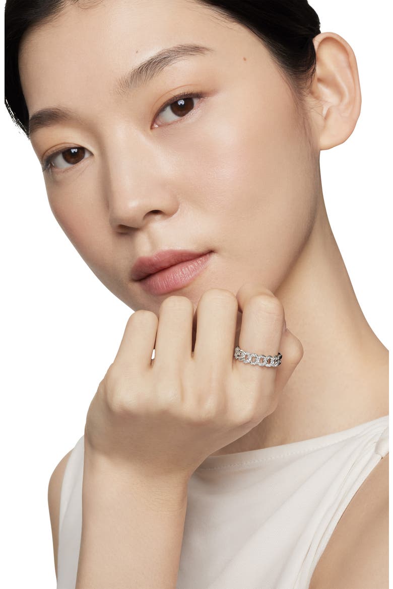 Belmont Curb Link Narrow Ring with Pavé Diamonds, Alternate, color, DIAMOND