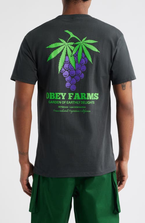 Obey Obery Farms Graphic T-shirt In Blue