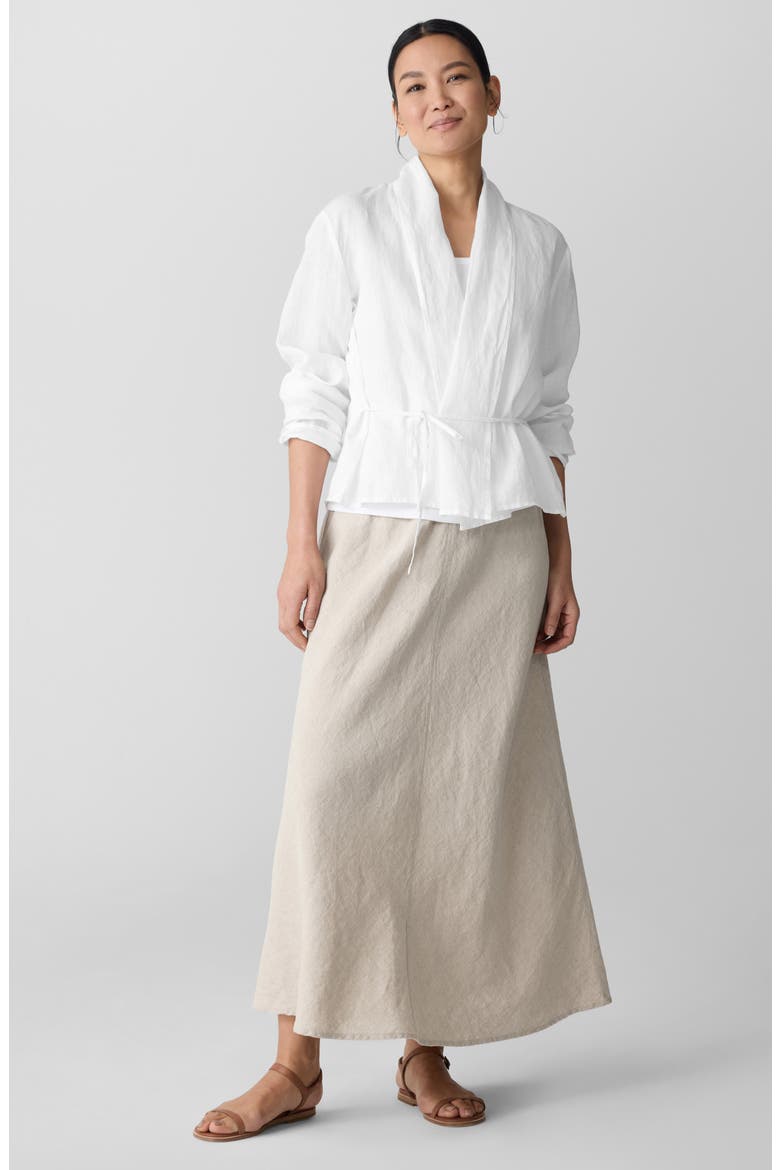 Shawl Collar Open Front Organic Linen Jacket, Alternate, color, WHITE