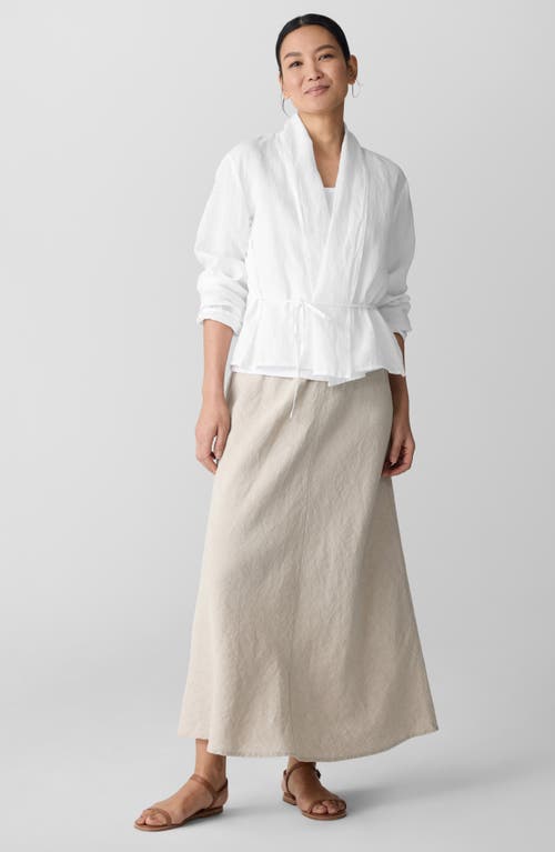 Eileen Fisher Shawl Collar Open Front Organic Linen Jacket In White