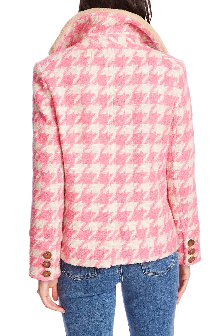 Houndstooth Peacoat, Alternate, color, CHALET PINK