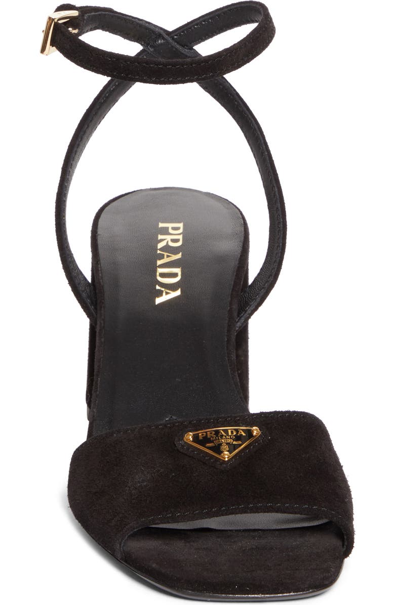 Prada Block Heel Ankle Strap Sandal, Alternate, color, Black