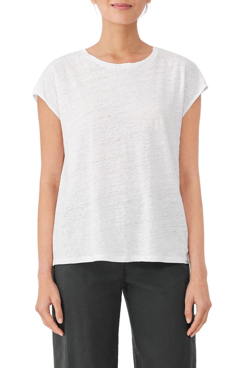 Eileen Fisher Boxy Organic Linen Top, Main, color,