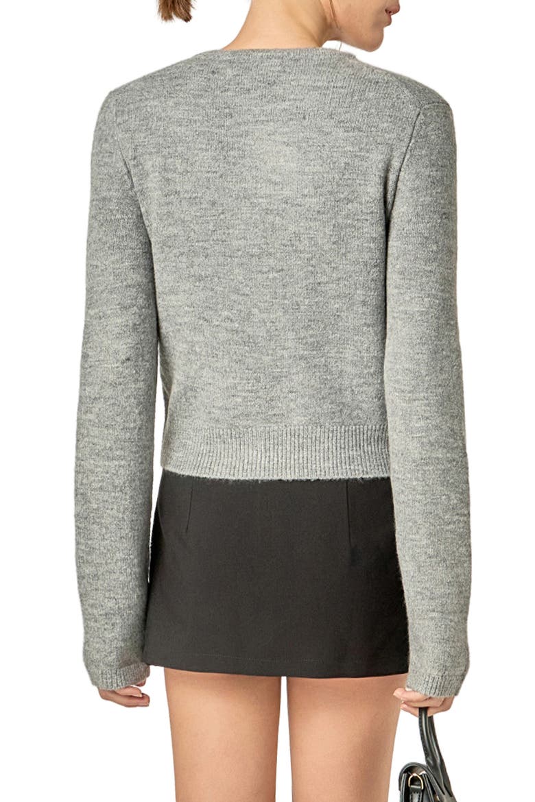 Scallop Trim Cardigan, Alternate, color, HEATHER GREY