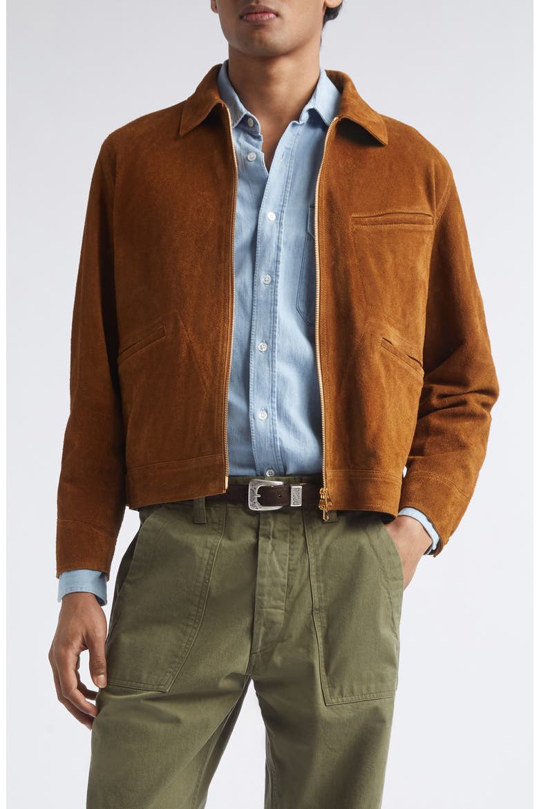 Raw Suede Zip Jacket, Main, color, SNUFF