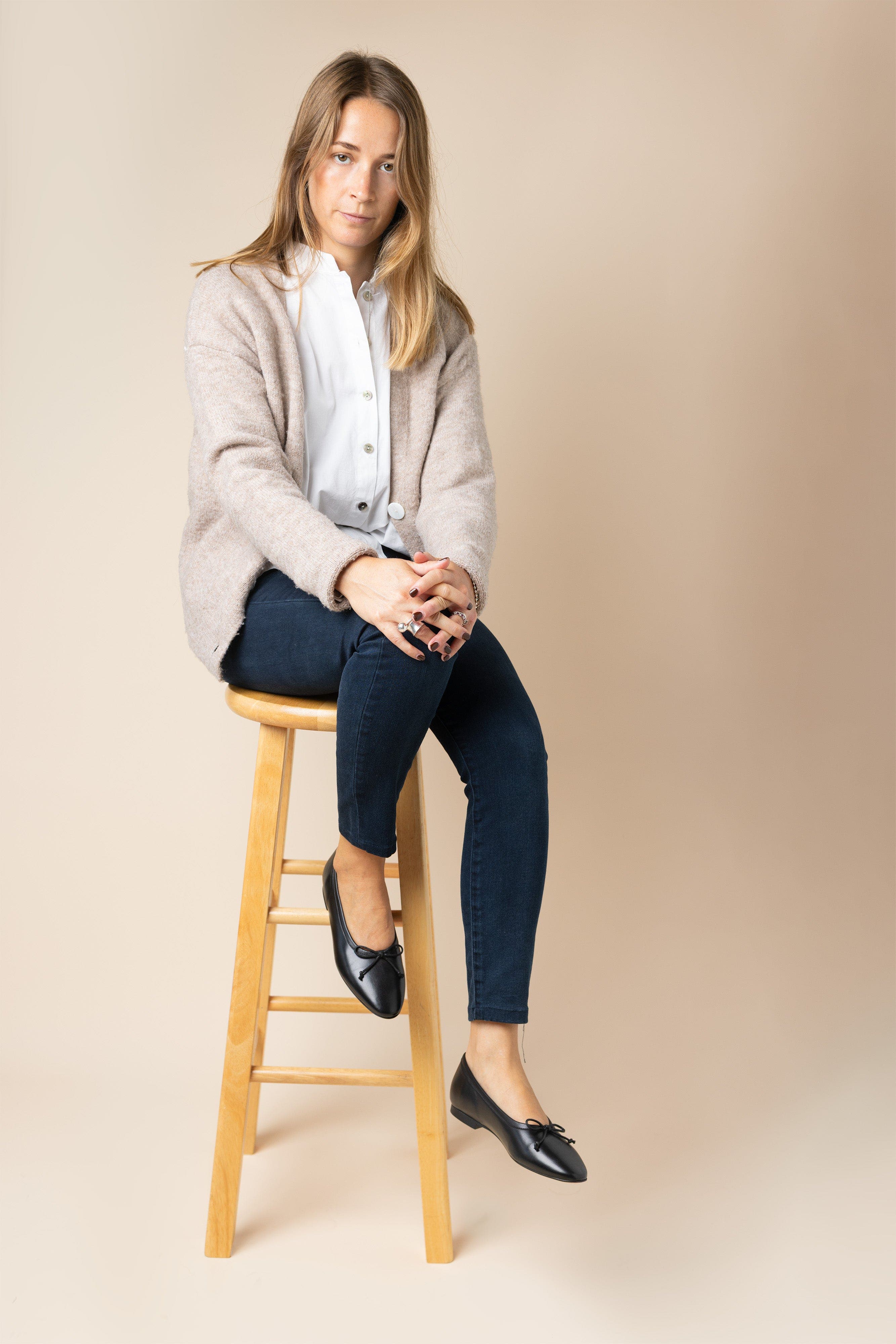 Menina Step Amelie Leather Ballet Flat, Alternate, color, Black