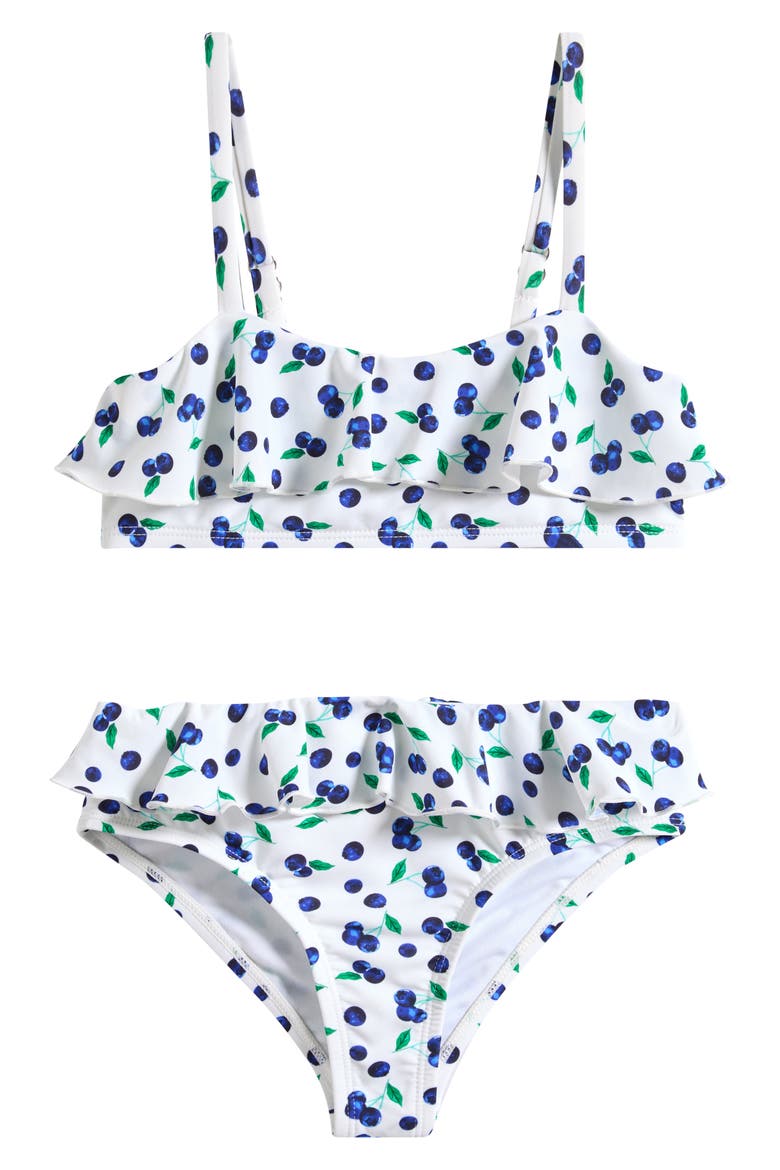Ruffle Flounce Two-Piece Swimsuit, Main, color, DAZZLING BLUE/ KELLY GREEN