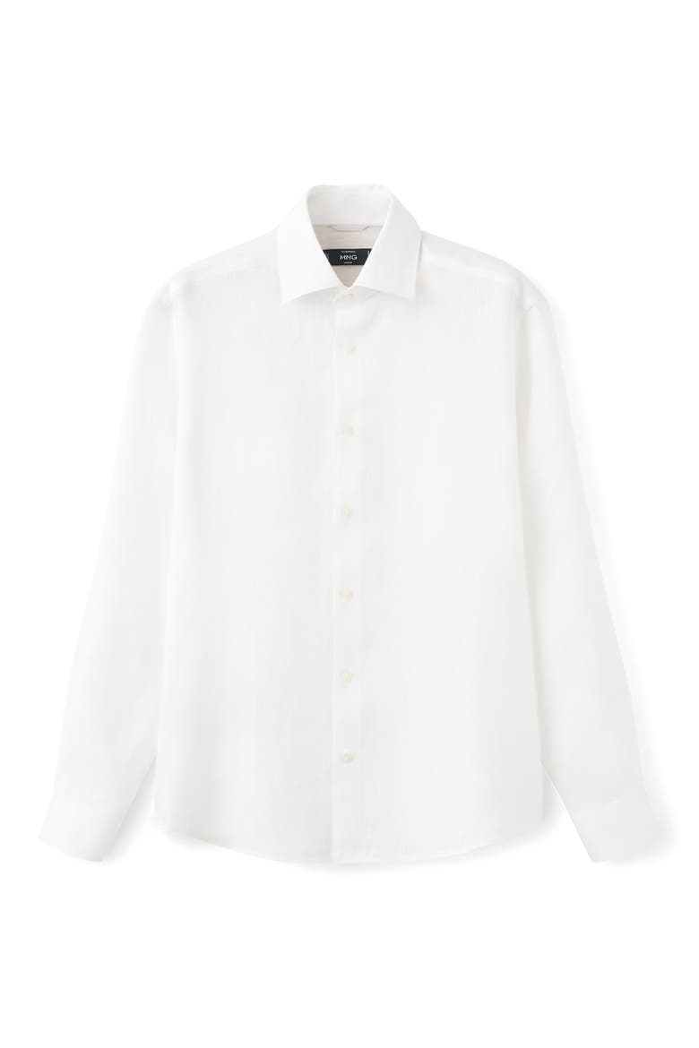 Slim Fit Linen Button-Up Shirt, Alternate, color, WHITE