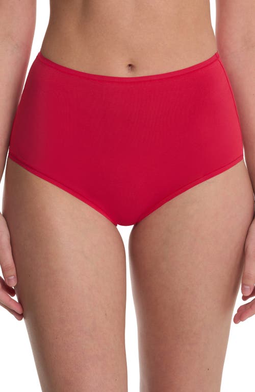 Natori Bliss Bare Cotton High Waist Briefs In Red