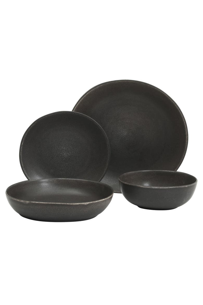 Zion Mist 16-Piece Reactive Glaze Stoneware Dinnerware Set, Alternate, color, Black