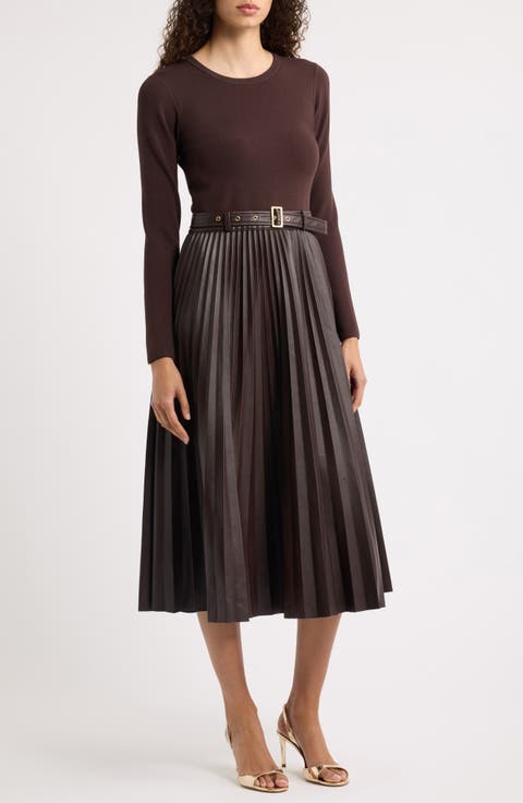Allison Mixed Media Faux Leather Dress