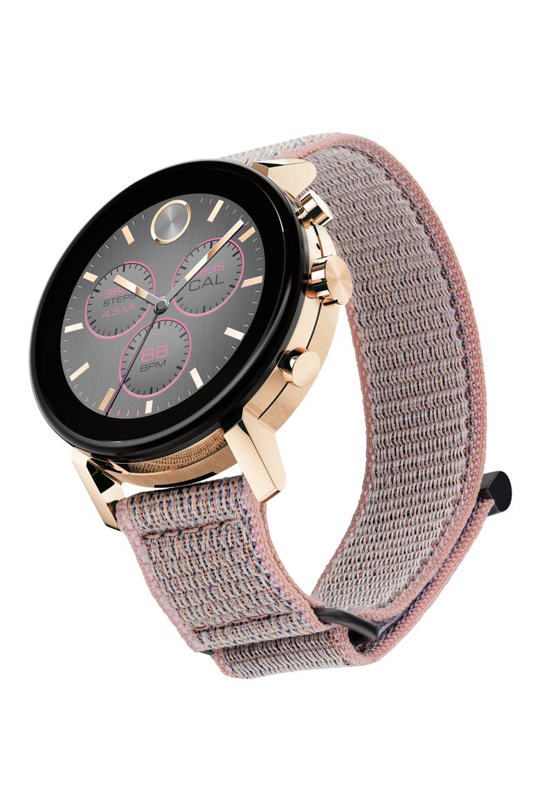 Bold Connect 2.0 Chronograph Woven Strap Smart Watch, 40mm, Alternate, color, PINK SAND / CARNATION GOLD