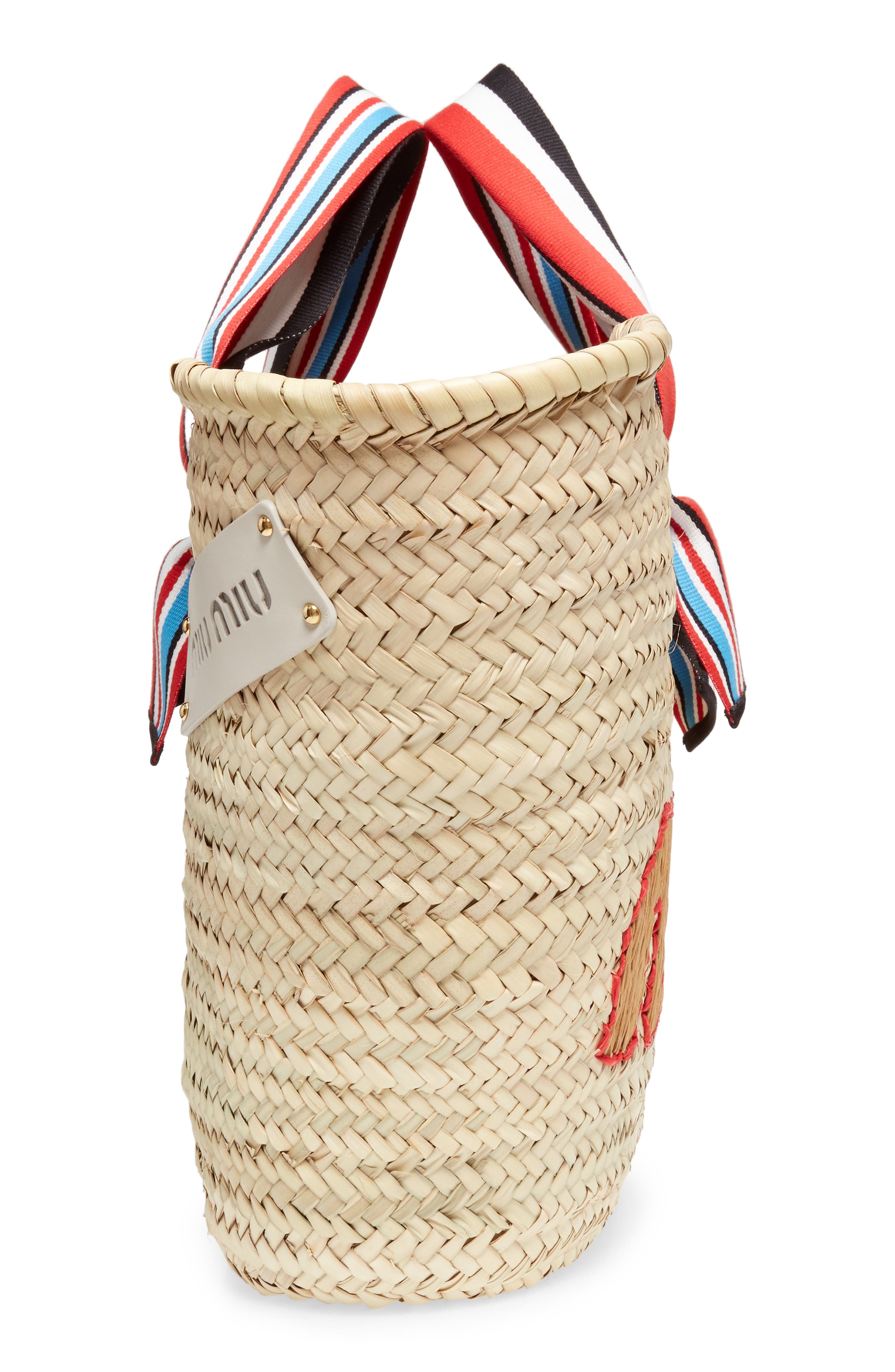 Miu Miu Paglia Straw Top Handle Tote, Alternate, color, 