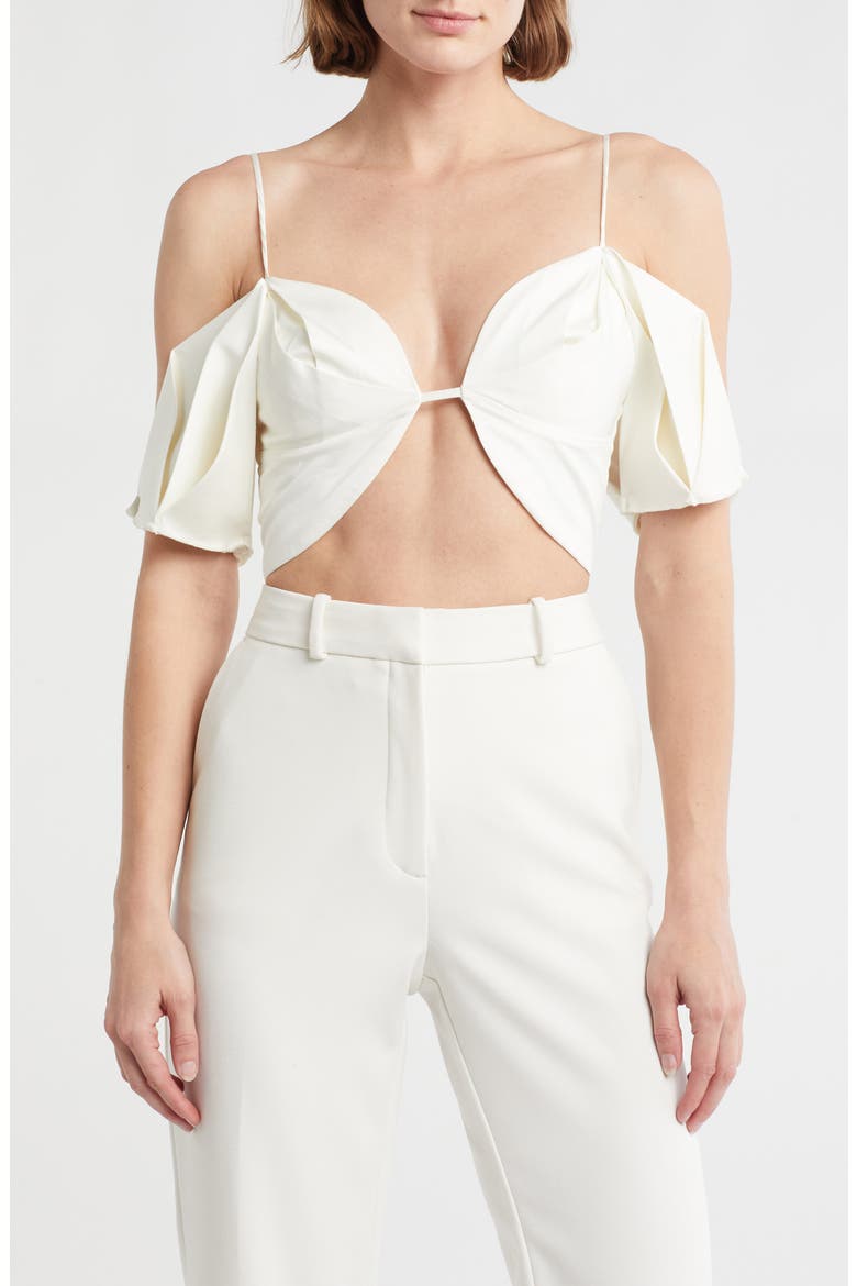 Ambra Cold Shoulder Crop Top, Main, color, OFF WHITE