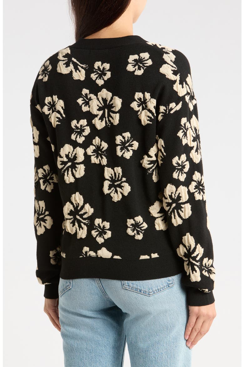 Floral Hibiscus Cardigan, Alternate, color, BLACK/ CREAM