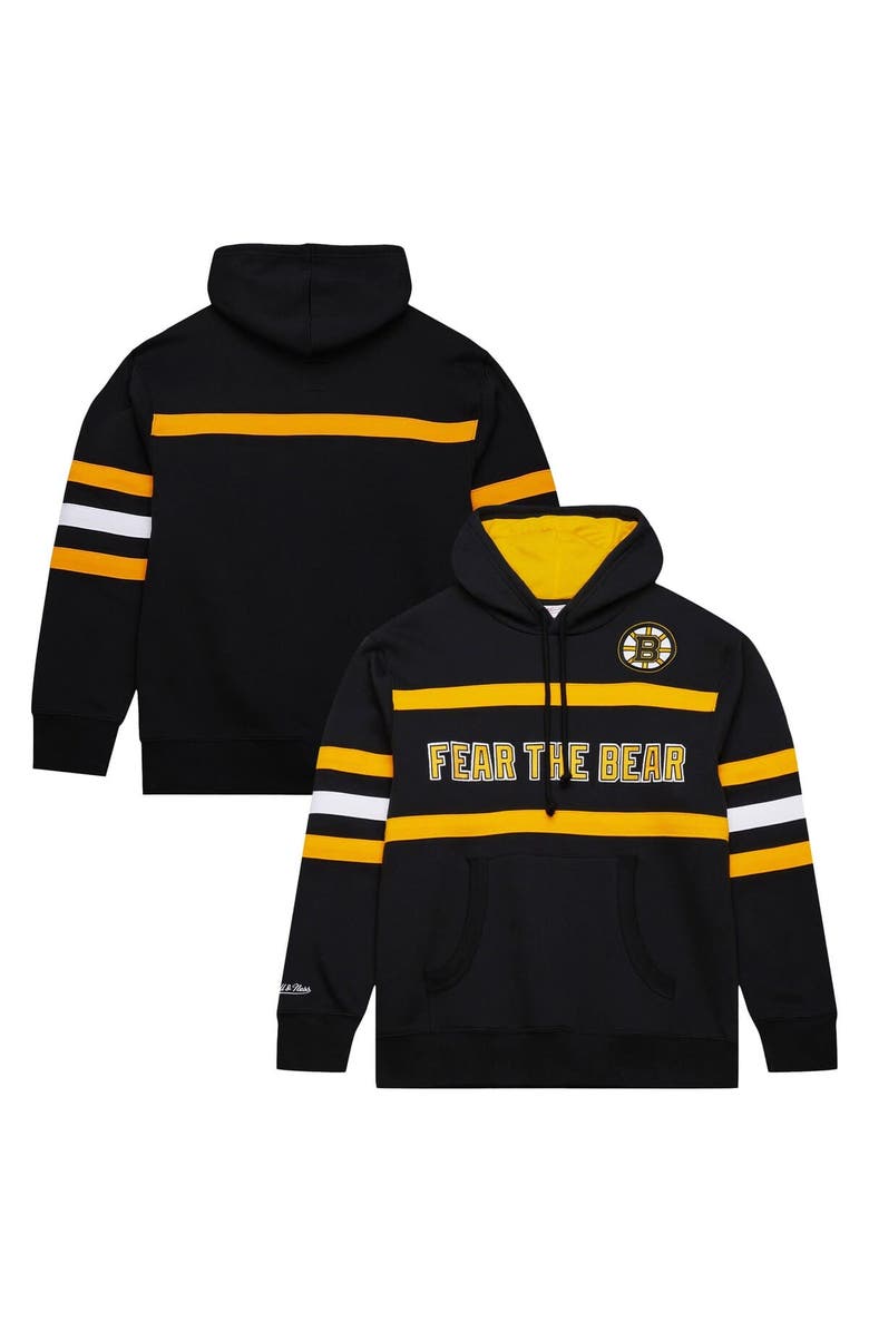 Mitchell 
Ness Men
s Mitchell 
Ness Black Boston Bruins Head Coach Slogan Pullover Hoodie, Alternate, color, Black