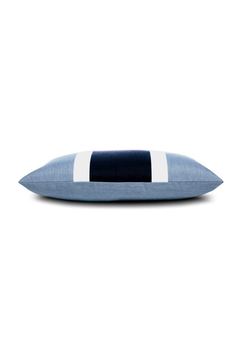 Nevis panelled dimensional banded Indoor & Outdoor Woven Accent Pillow, Alternate, color, Ocean