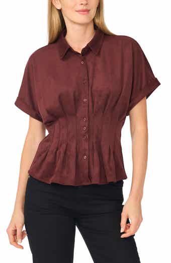 Gathered Faux Suede Top