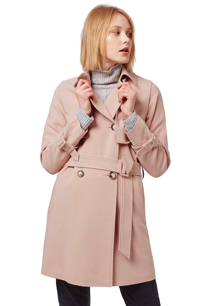 Tailored Double Breasted Coat, Alternate, color, LIGHT PINK