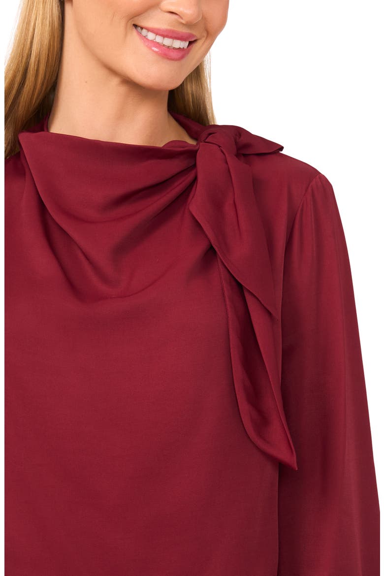 Tie Neck Twill Top, Alternate, color, TAWNY PORT