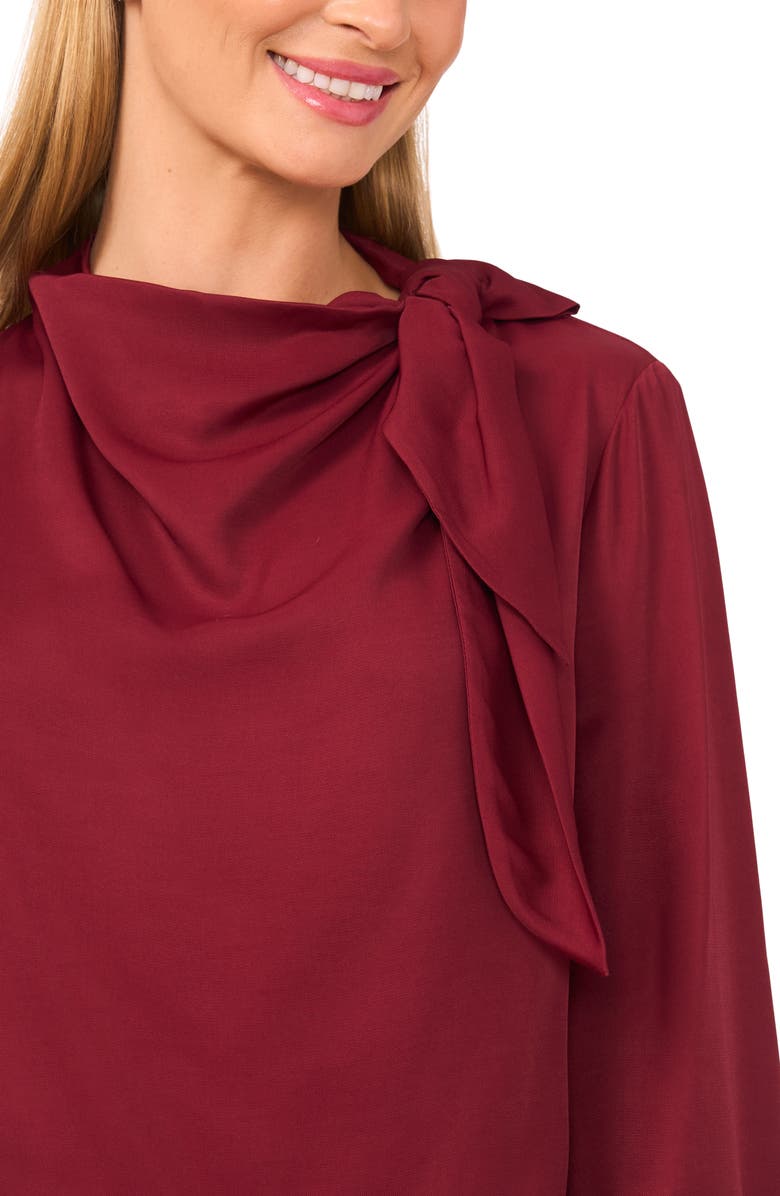 Ted Baker Tie Neck Twill Top, Alternate, color, Tawny Port