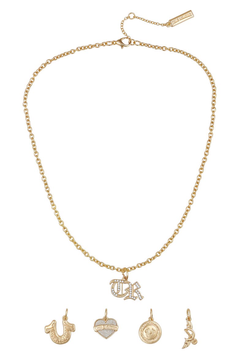 Interchangeable Charm Necklace Set, Alternate, color, GOLD TONE