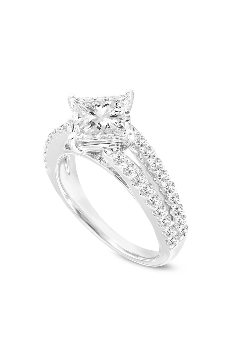 LuvMyJewelry Silvia 14K White Gold Princess Cut Lab Grown Diamond Engagement Ring - 2.6 Ct, Main, color,