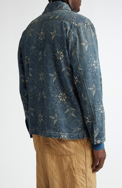 Double Rl Indigo Print Woven Overshirt