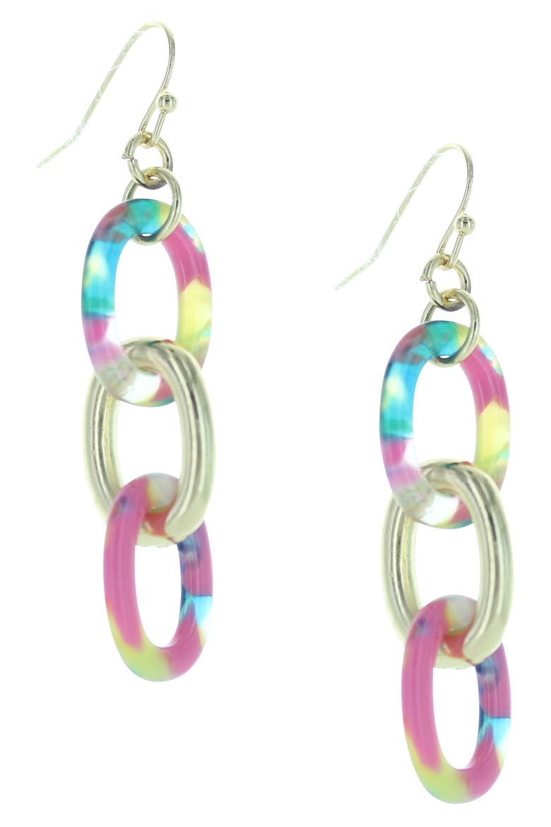 Resin Link Drop Earrings, Main, color, GOLD / NEON MULTI