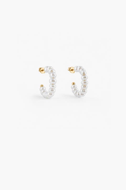 Small Pearl Hoop Earrings