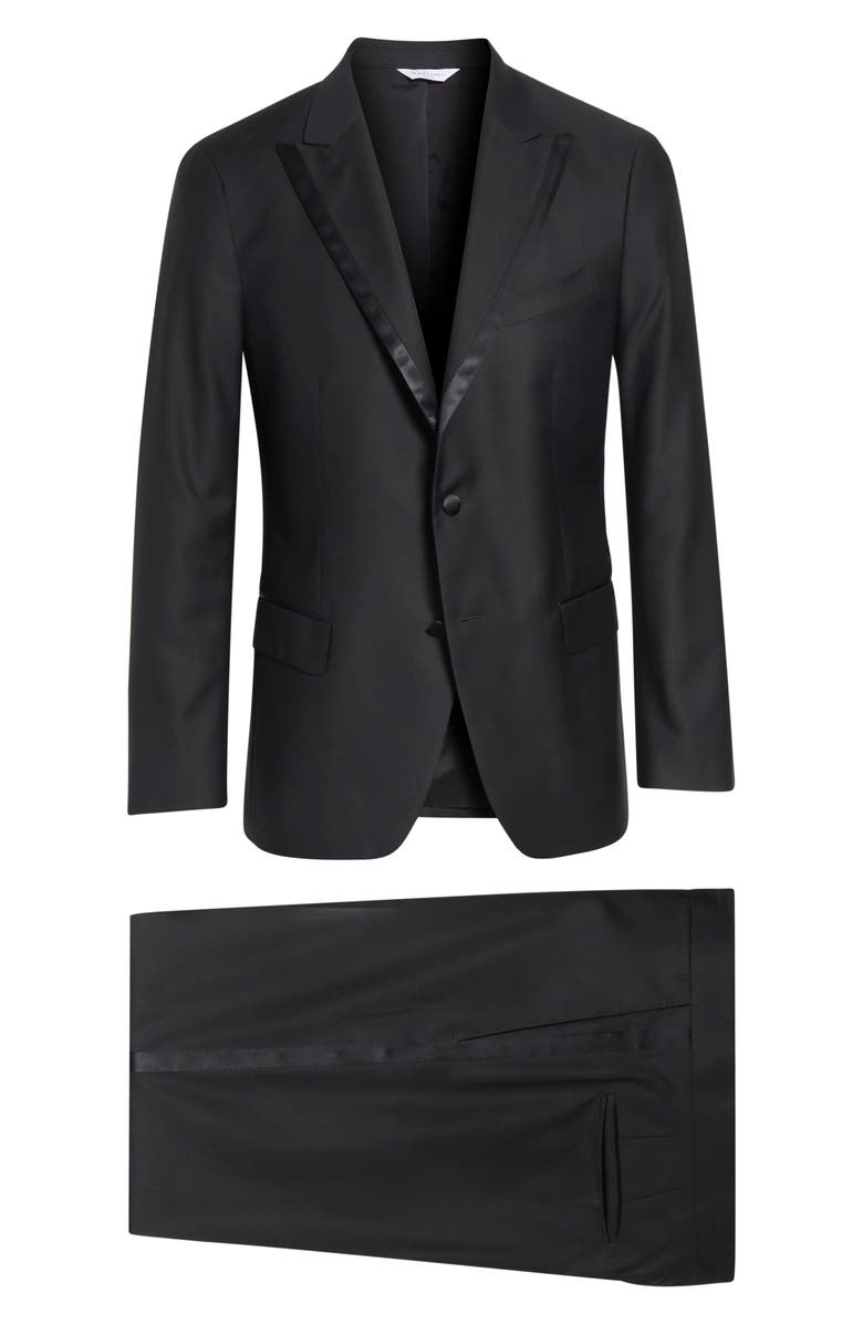 Boglioli Stretch Wool Tuxedo, Main, color, Black