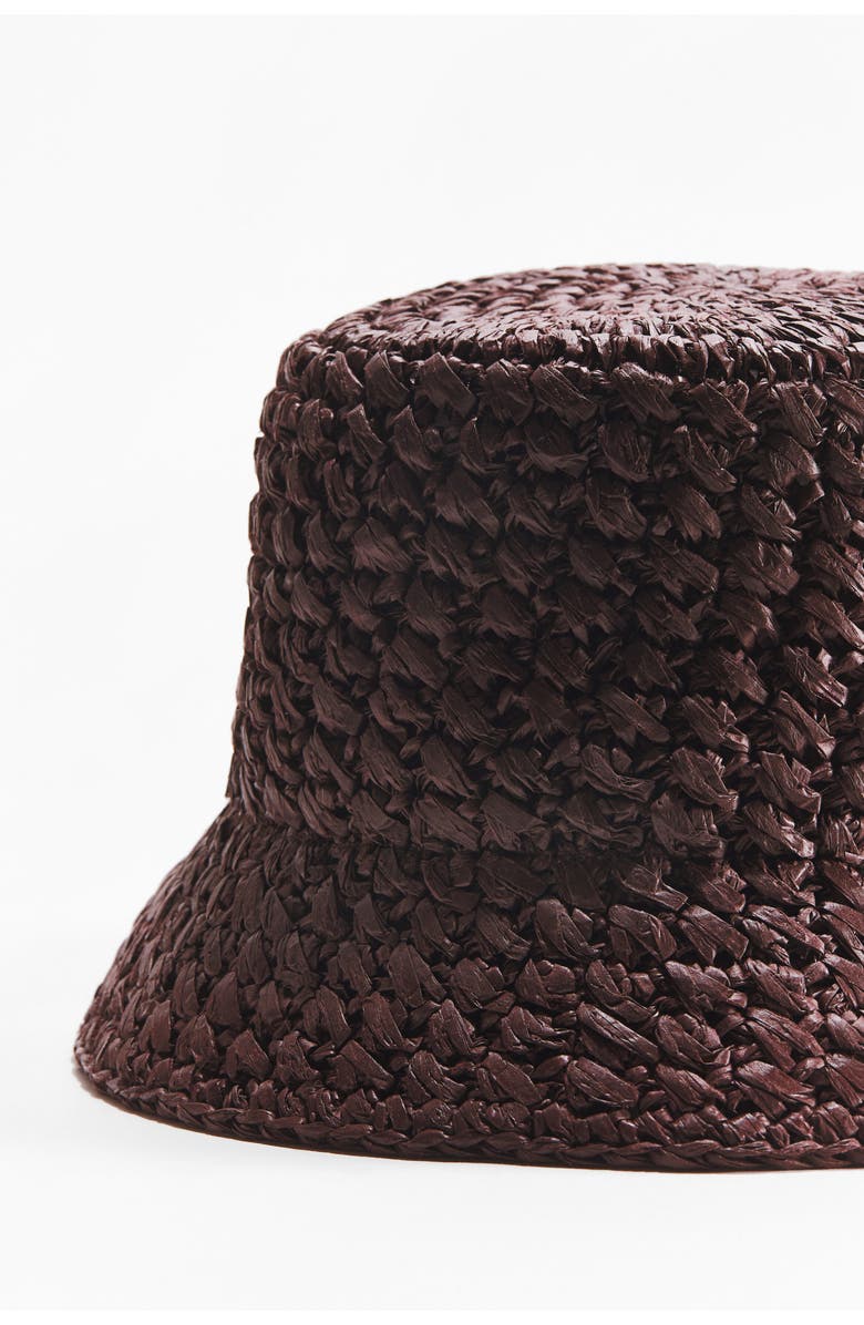 H&M Straw Bucket Hat, Alternate, color, Dark Brown