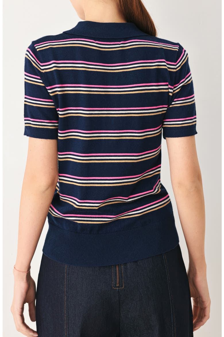 Striped Polo Sweater, Alternate, color, NAVY MULTI
