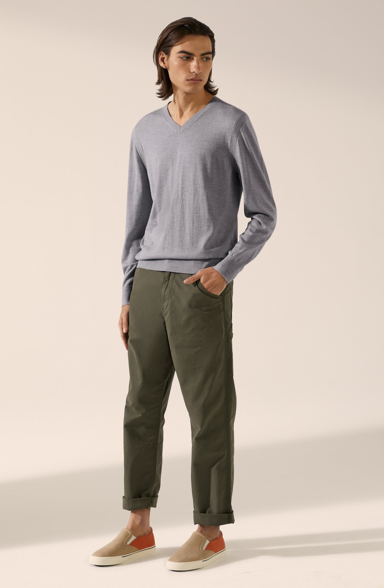 Italic Cole Merino V-Neck Sweater, Main, color, Heather Grey