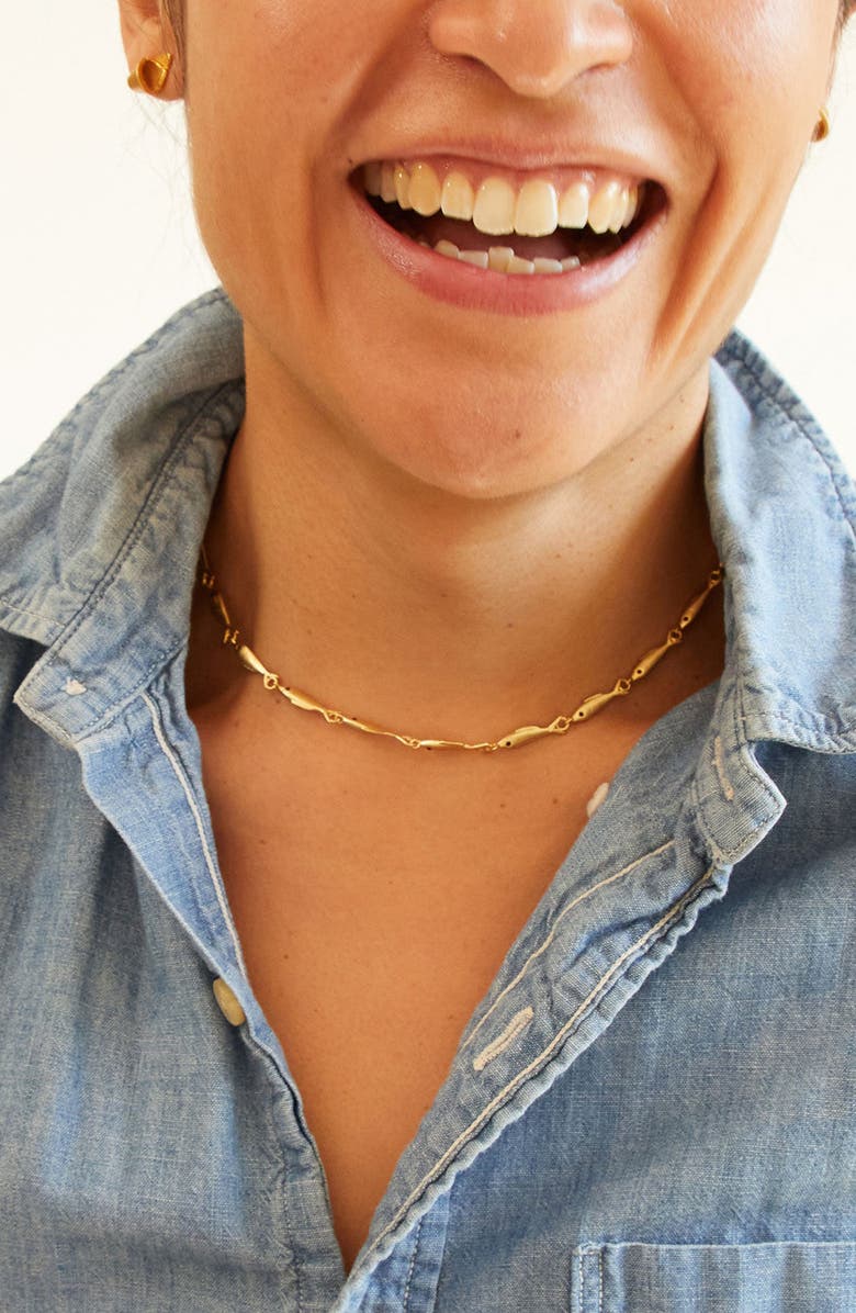 Clare V. Sardine Chain Necklace, Alternate, color, Vintage Gold