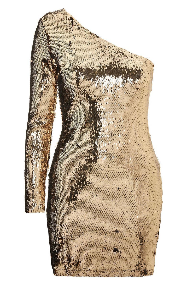 Topshop Dazzling Sequin One-Shoulder Minidress, Alternate, color,