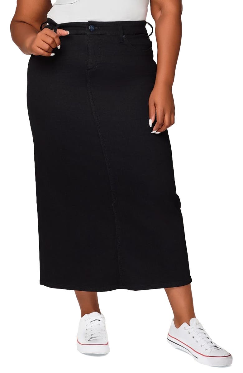 SLINK Jeans Denim Maxi Skirt, Main, color, Black