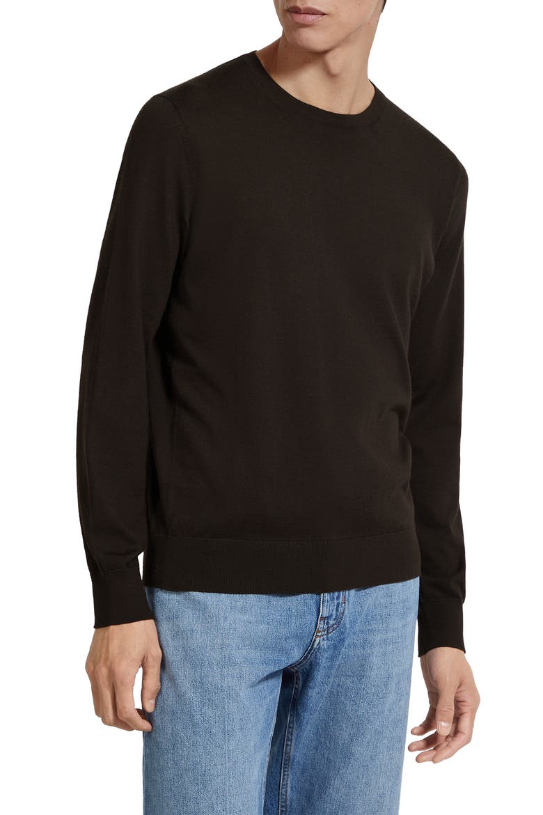 Cashseta Mélange Cashmere & Silk Sweater, Alternate, color, DARK BROWN MELANGE