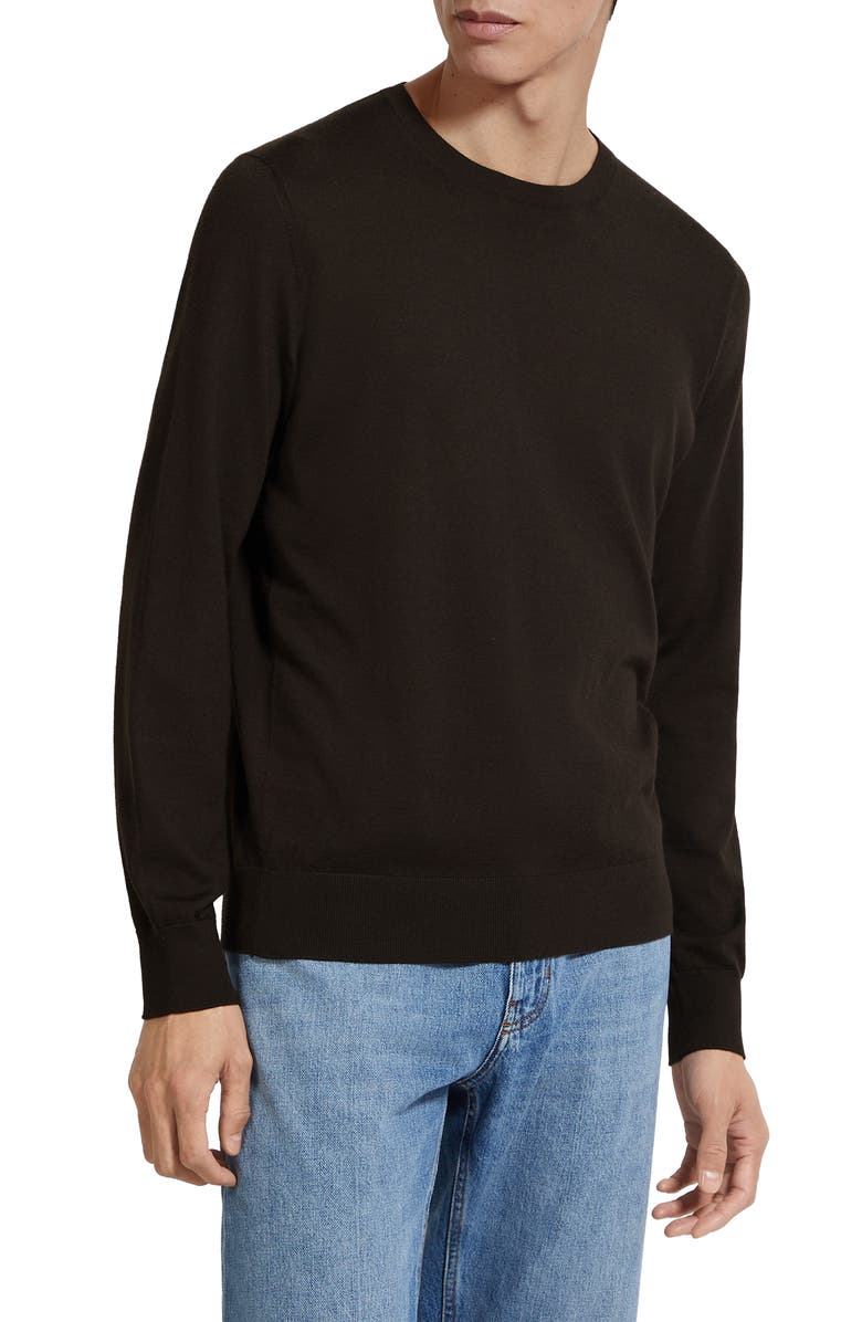 ZEGNA Cashseta Mélange Cashmere & Silk Sweater, Alternate, color, Dark Brown Melange