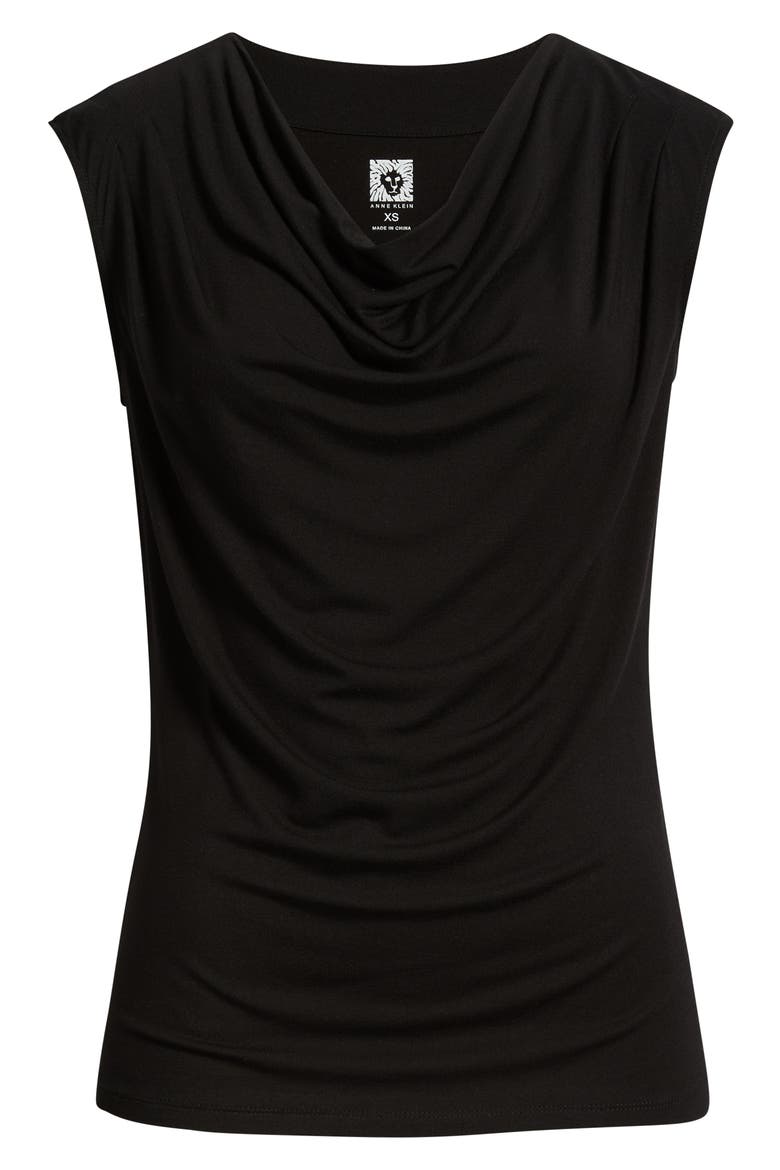 Pleated Cowl Neck Extended Shoulder Top, Alternate, color, ANNE BLACK